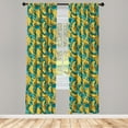 thumbnail image 5 of Ambesonne Banana Window Curtains, Retro Style Hawaiian Farm, Each 28" W x 84" L, Mustard Pale Blue Fawn, 5 of 5