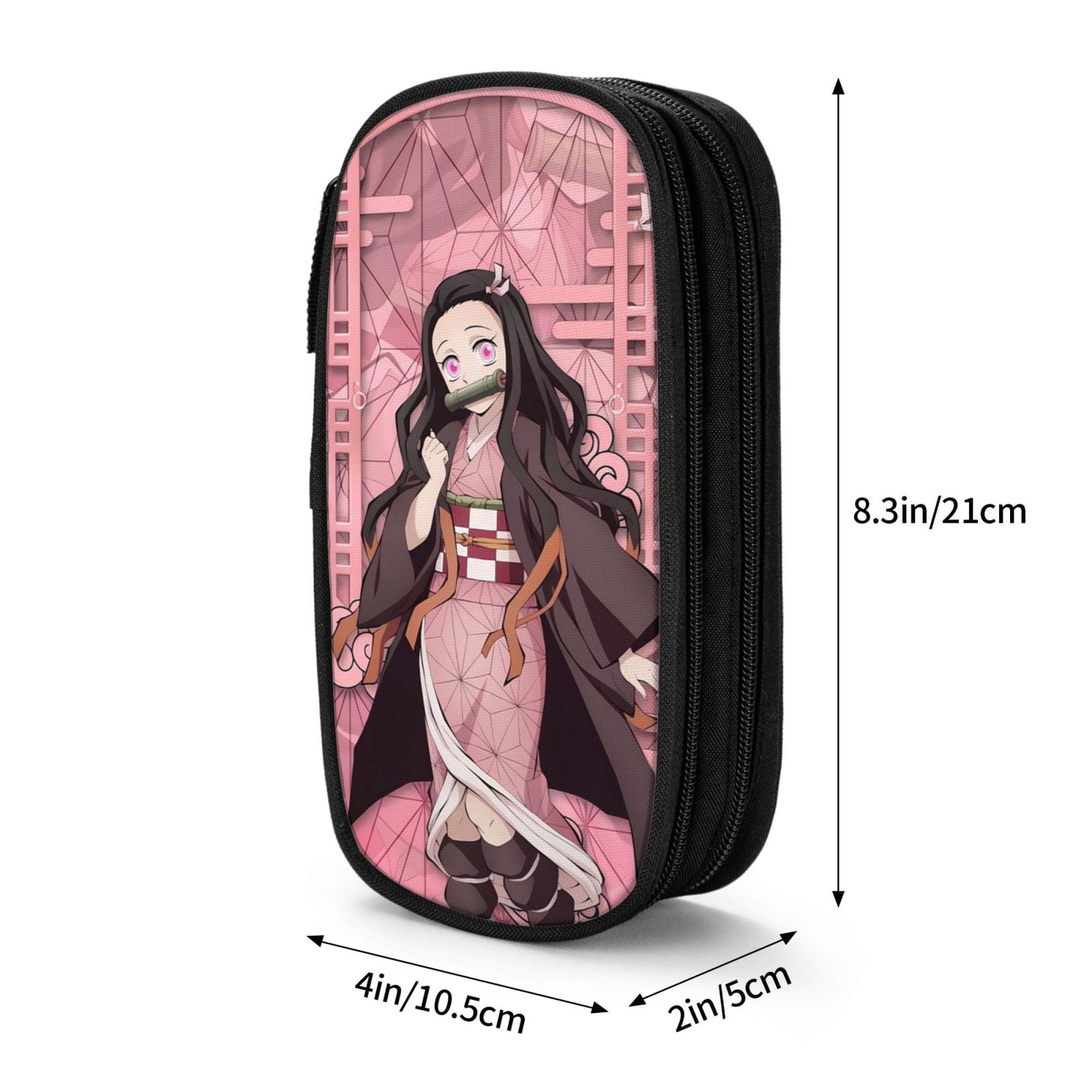 Kamado Nezuko Pencil Case Large Capacity Pencil Pouch Pen Bag Office Stationery Organizer Travel Makeup Bag Black