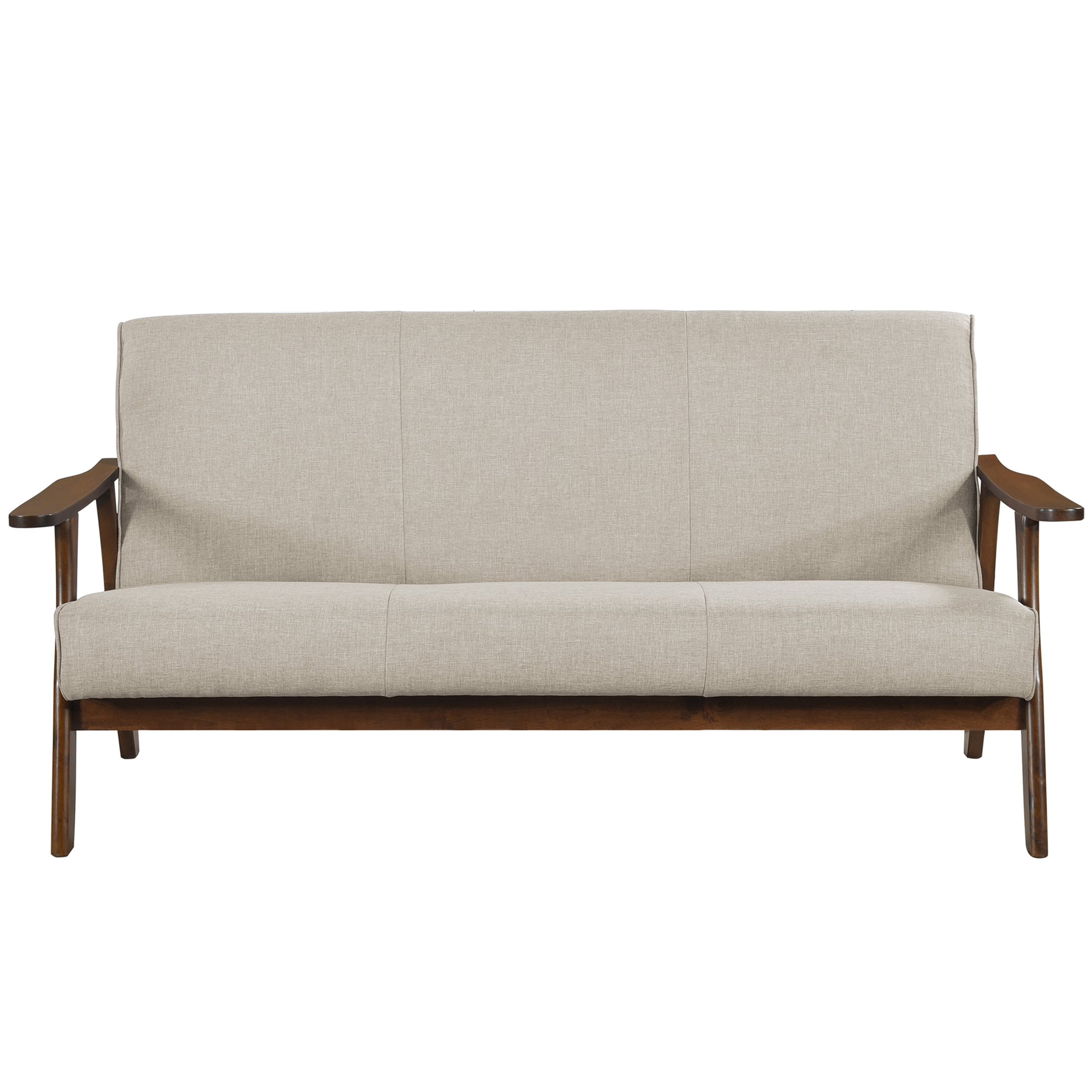 Castle Place Mid-Century Upholstered Linen Sofa, Warm Grey