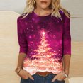 thumbnail image 1 of Puntoco moda mujer camiseta estampada de longitud media 3/4 mangas blusa cuello redondo casual tops Puntoco Puntoco-3268, 1 of 5