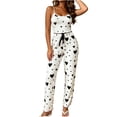thumbnail image 2 of Hrsba Comfy Pajama Sets for Women 2 Piece,Print Ruffled Tank Top and Tie Waist Long Pants Pajama Sets for Women Soft, 2 of 7