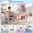 thumbnail image 6 of HiJob Kids Art Table and Chair Set for Girls with Easel, Paper Roll Holder & Storage, 5-in-1 Toddler Activity Table for Drawing, Crafts and Learning, Pink, 6 of 10