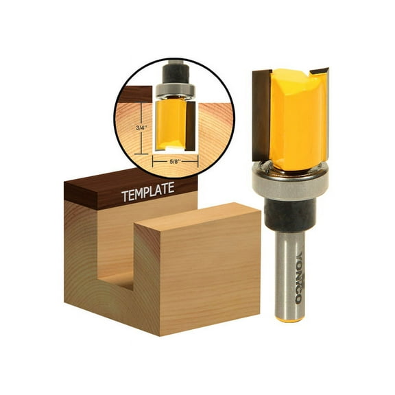 Yonico Flush Trim/Template Router Bit with Shank Bearing - 5/8" x 3/4" - 14124q