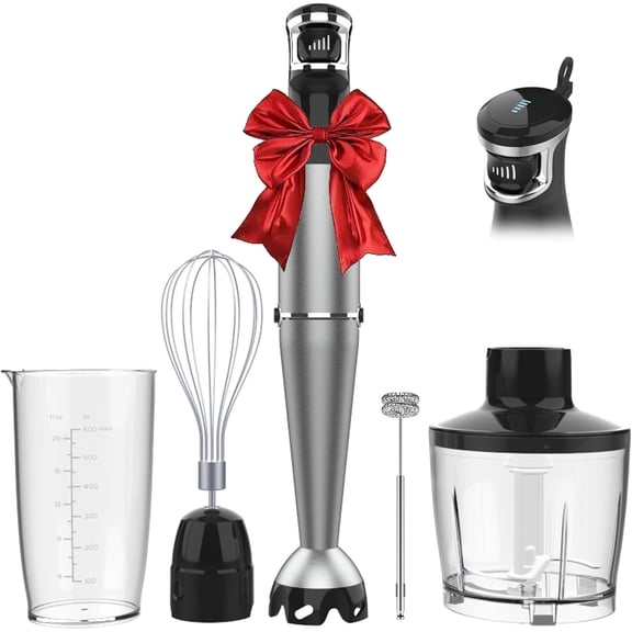 Immersion Blender Handheld Corded, 1100W 5 in 1 Hand Blender Set | Trigger Variable Speed, Emulsion Stick Mixer with Food Processor, Whisk, Frother, for Soup, Puree, Food, Anti-scratch