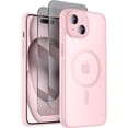 thumbnail image 2 of PYAN-Designed for iPhone 15 Case, Compatible with MagSafe, with Privacy Screen Protectors X2, [Camera Protection] [15FT Military Drop Protection] Shockproof Phone Case, 6.1", Pink, 2 of 4