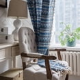 thumbnail image 2 of FNNMNNR Geometric Print Bohemian Blue Small Window Kitchen Curtain Cotton Linen Semi-blackout Bay Window Single Piece, 2 of 10