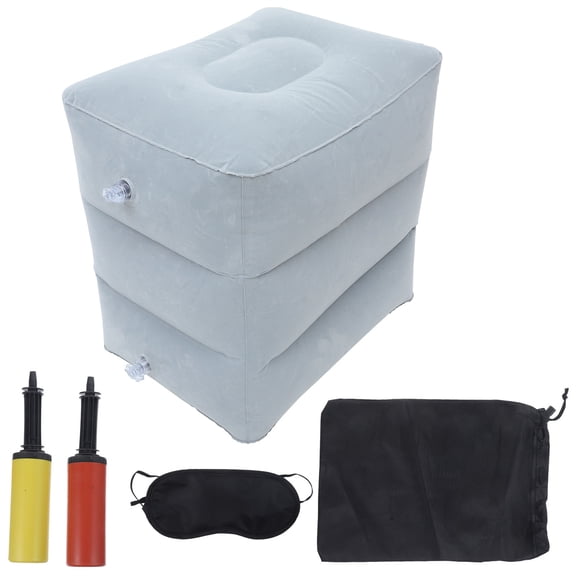 LEORX Inflatable Travel Footrest 1Set Light Grey PVC For Foot Support And Fatigue Reduction On Airplane And Desk Use