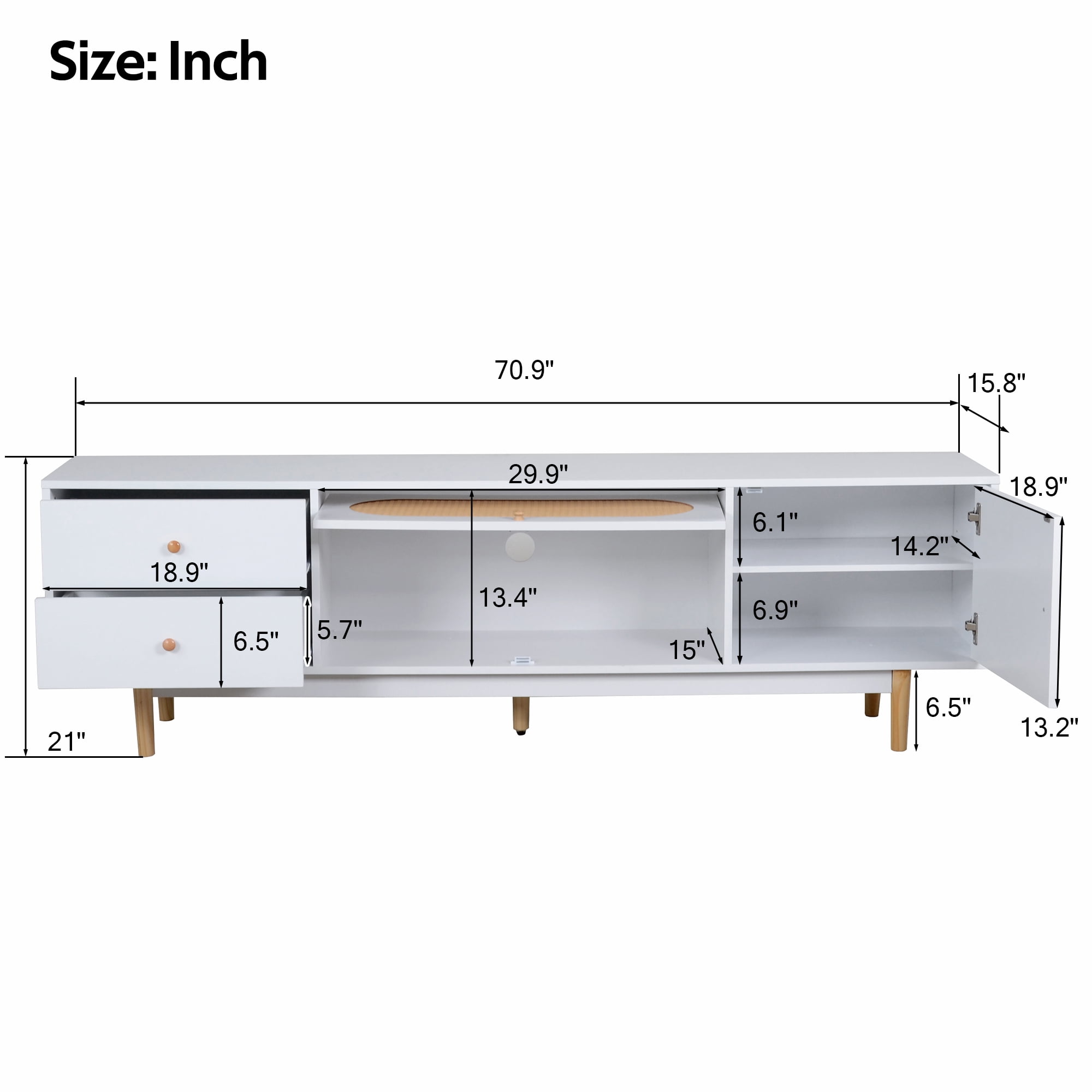 Euroco 70 inch TV Stand for TVs up to 80 Inch, Minimalist TV Console Table with Drawers, Media Entertainment Center for Living Room, Bedroom
