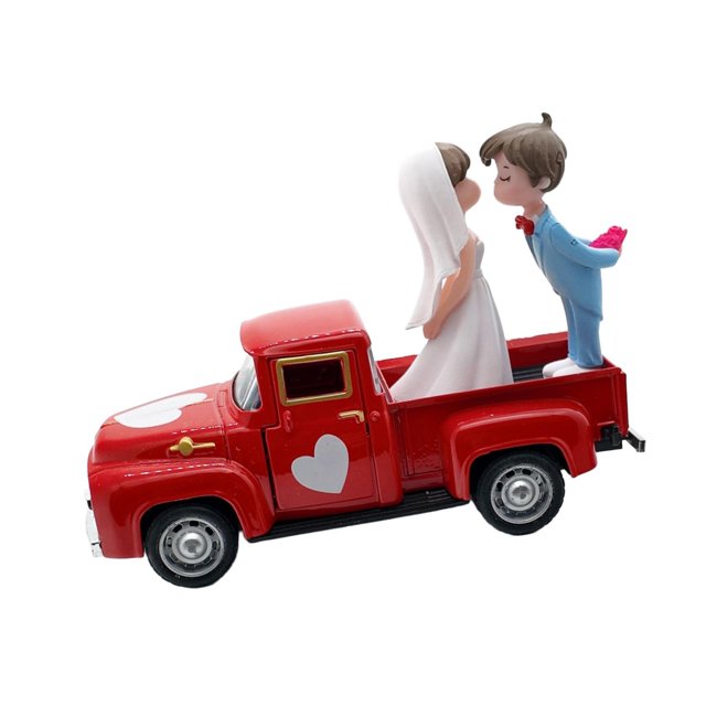 Decoración de camión para el Día de Valentín, mini muñeca decorativa de escritorio con bandeja escalonada, figura de pareja, modelo de camioneta Estilo E