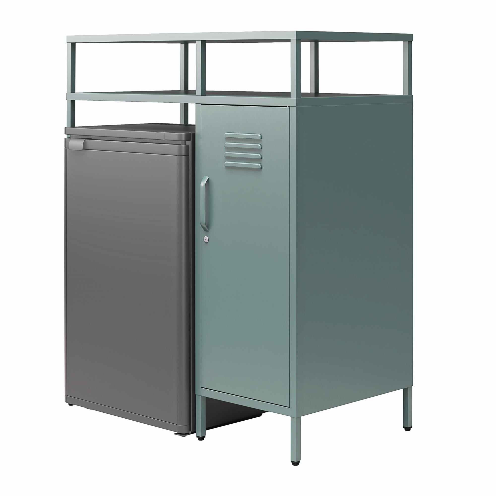 Novogratz Cache Metal Locker-Style Mini Refrigerator Organizer, Hunter Green