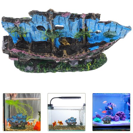 WHAMVOX  Fish Tank Decoration Aquarium Rock Shipwreck Action Ornament