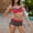 Watermelon Red, variant on Women's Fashion Two-piece Bikini Boxers Swimsuit Solid Color Sports Swimsuit