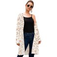 thumbnail image 3 of Womens Leopard Knit Cardigan Fashion Loose Slouchy Sweater Front Open Knit Coat, 3 of 5