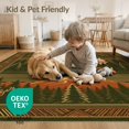 thumbnail image 4 of ODIKA 6'x9' Washable Area Rug Wildlife Motif Livingroom Neutral Cabin Border Large Southwestern Refined for Family Room, Living Room, Master Bedroom, Non-Slip, Easy Care, 4 of 7