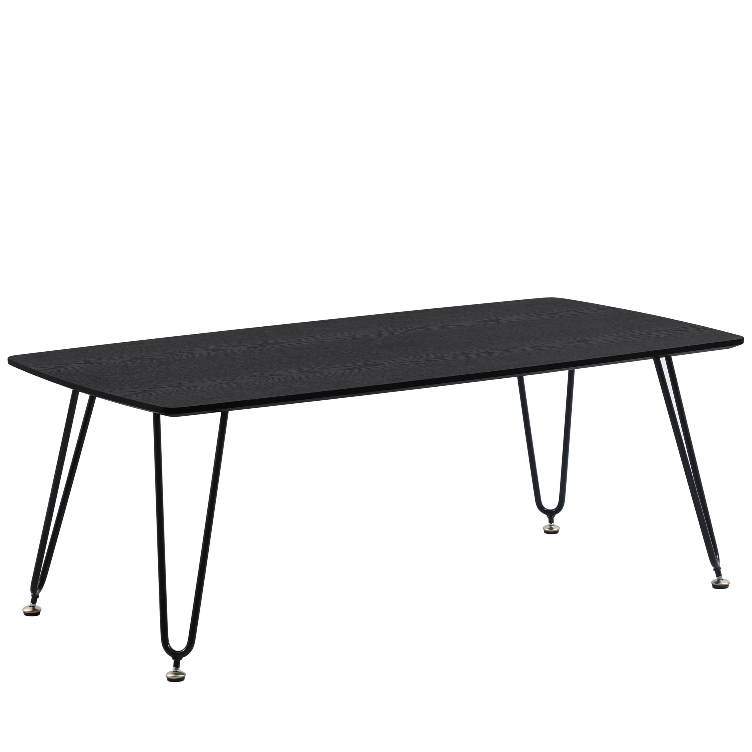 LeisureMod Elmwood Modern Wood Coffee Table With Black Iron Legs