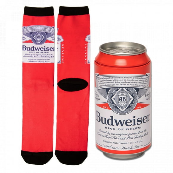 Budweiser Roi des Bières Étiquette Crew Chaussettes en Boîte de Bière Cadeau Emballage