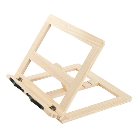 Zootealy Desk Wood Book Stand for Display 4 Levels Adjustable Book Holder Tray and Page Paper Clips Lightweight Bookstand Music Books Stand