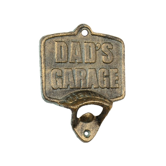 Cast Iron Dads Garage Open Here Beer Soda Cap Bottle Opener Wall Mount Bar Pub Gift