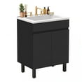 thumbnail image 3 of Uforic 24.9" Bathroom Vanity with Top Sink, Modern Free Standing Bathroom Storage Cabinet with Soft Close Door, Black, 3 of 9