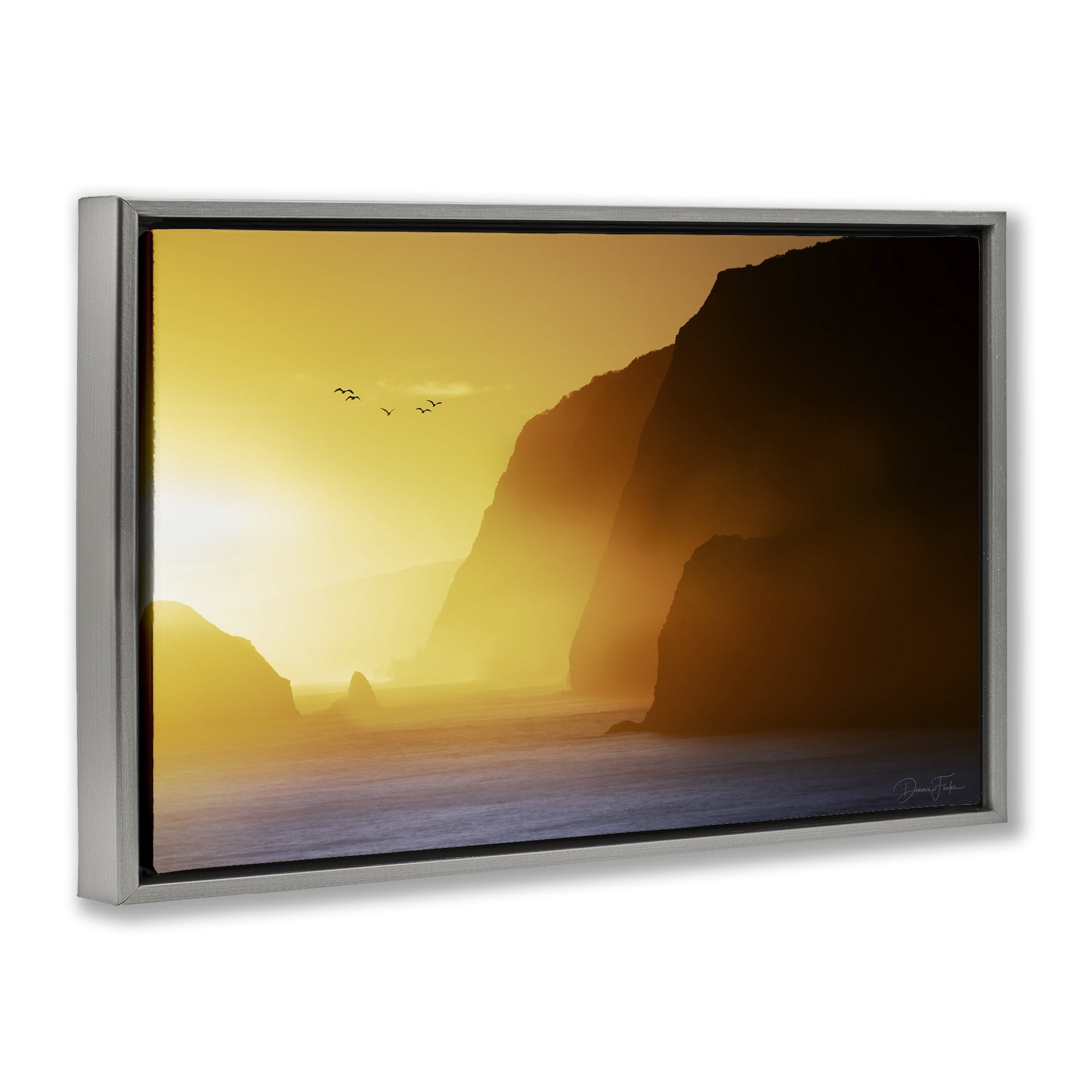 Stupell Industries Bright Sunlit Cliffs Landscape Photography Gray Floater Framed Canvas Art Print Wall Art, 31 x 21