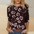 thumbnail image 2 of BangWanChi Womens Fashion Printed T-shirt 3/4 Sleeves Blouse Round Neck Casual Tops, 2 of 5