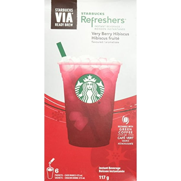 Starbucks Via Refreshers Very Berry Hibiscus 6 Packets Pack Of 3 18 Packets Total Walmart Com Walmart Com