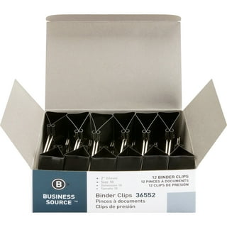 Universal UNV11112 Binder Clips with Storage Tub - Large, Black/Silver  (12/Pack) 