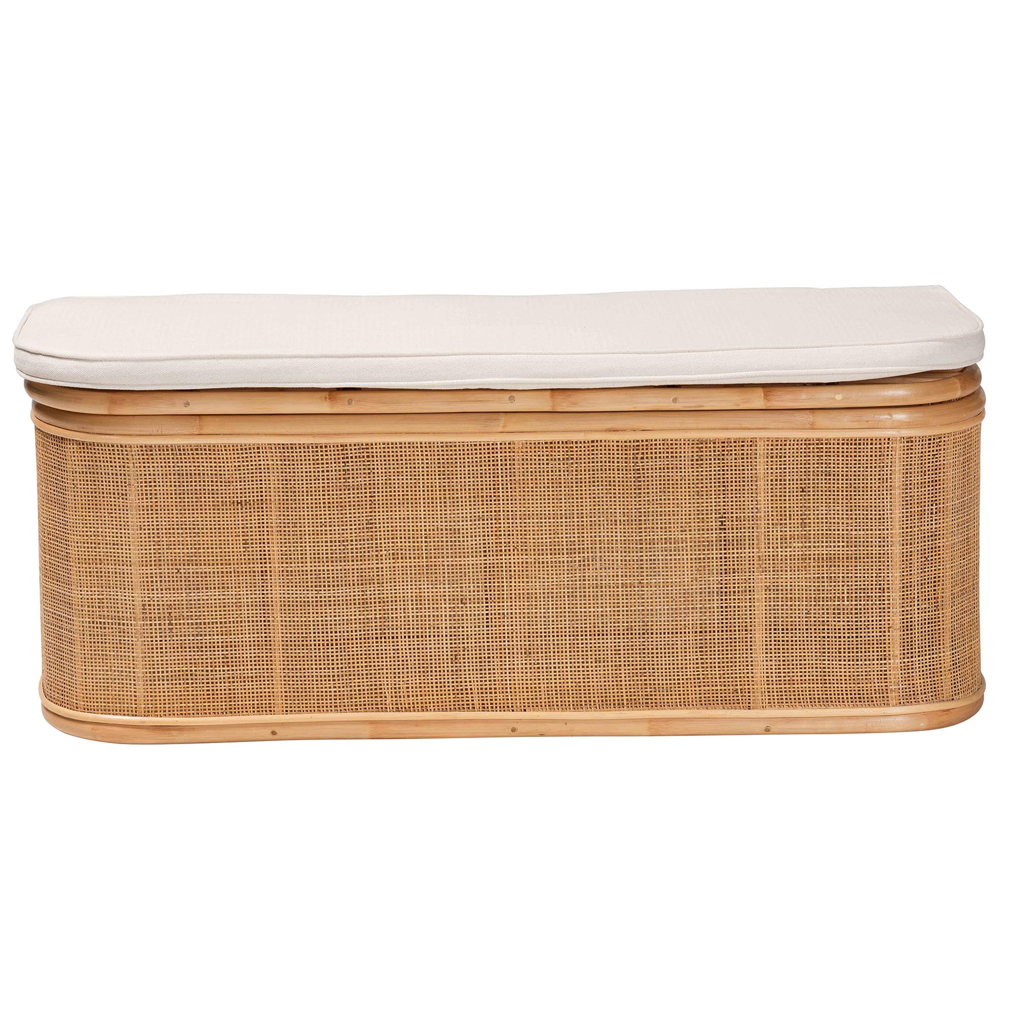 bali & pari Ishana Boho Storage Bench, Natural Rattan, Natural