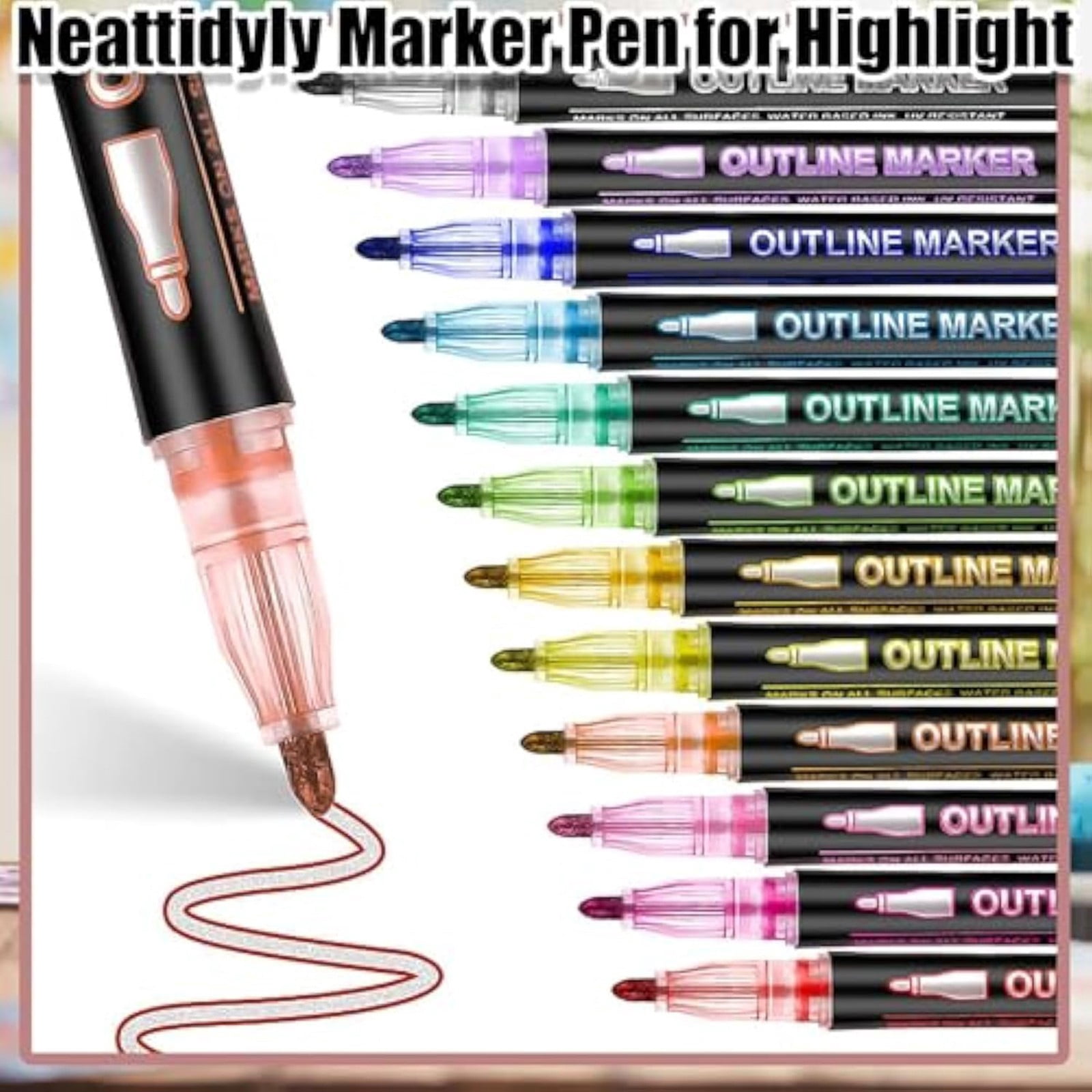 Meiiso 36 Color Double Line Outline Marker Pens for Hand Lettering
