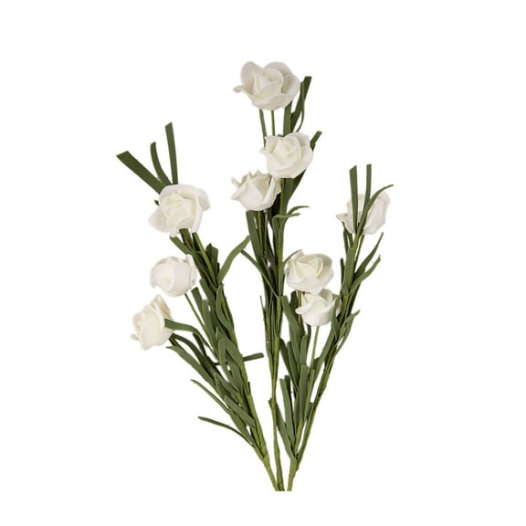 Artificial Silk Flowers, Realistic Roses Bouquet Long Stem for Home Wedding Decoration Party (White)