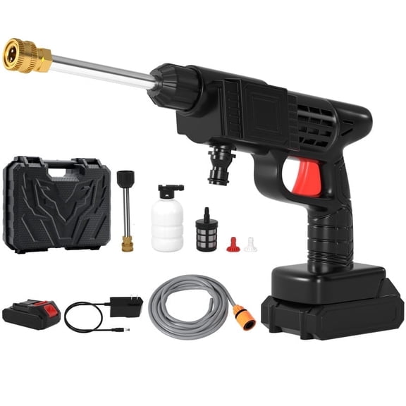 Cordless Pressure Washer, 24V Portable Electric High Pressure Spray Water Gun, Rechargeable Battery Operated Power Washer with Tool Box for Car Washing