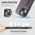 thumbnail image 3 of Case Designed for iPhone 13, Classic PU leather Kickstand & Hand Grip, Support Magnetic Car Mount Shockproof Protective Ultra Slim Back Case Cover for iPhone 13, Purple, 3 of 6