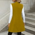thumbnail image 6 of RYRJJ Womens Long Wool Vest Fall Winter Sleeveless Blazer Jackets Business Work Single Breasted Trench Coats with Pockets(Yellow,S), 6 of 9