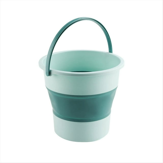 Collapsible Bucket, Collapsible Plastic Bucket Telescopic Portable Foot Bucket, Foldable Car Wash Bucket 4.6L-B,1 x Collapsible Bucket,Green