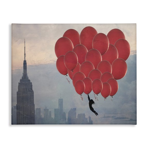 Stupell Industries Modern Cityscape and Girl with Balloons Canvas Art, 20 x 16, by Ashley Davis