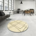 thumbnail image 4 of Ahgly Company Machine Washable Indoor Round Abstract Yellow Area Rugs, 8' Round, 4 of 7