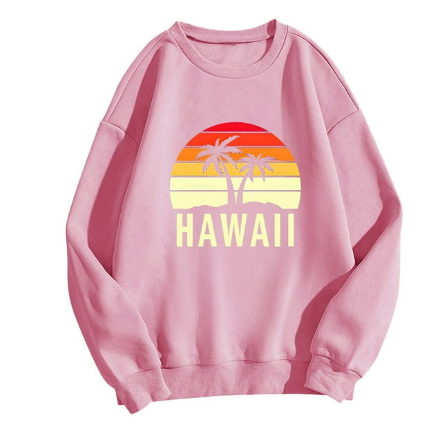 Bmisegm Chandails en Molleton Mode pour Femmes Col Rond Mignon Pull Manches Longues Tops Chandail à Capuchon Chandails en Molleton Décontractés pour Femmes Rose S