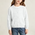 thumbnail image 6 of Besolor Toddler Girls Boy Clothes Cardigan Crewneck Button down Long Sleeve Shirts Hollow out Casual Knitted Jacket Tops(1-2 Years,White), 6 of 7
