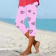 thumbnail image 2 of QATAINLAV Leggings for Women 2025 Summer Casual Milk Silk Soft Cropped Yoga Pants Fashion Heart Print High Waisted Workout Capri Leggings Pink XXL Dollar Sales, 2 of 6