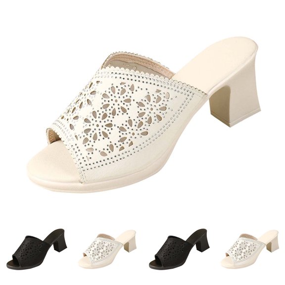 ATENAR Women Sandals Beach Fashion Sandals for Women Solid Color Womens Shoes White 8