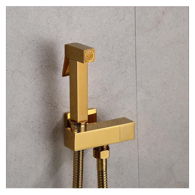 Hand Held Bidet Sprayer Douche Toilet Kit Bidet Faucet Rose Gold Square Shattaf Shower Head Copper Valve Set Jet Bidet Faucet ,Effortless Installation
