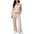 thumbnail image 2 of 2 Piece Sets for Women Fall Outfits Loose Sweatshirt Wide Leg Sweatpants Matching Set Tracksuit Long Sleeve Half Zip Sweatsuit Matching Set, 2 of 4
