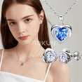 thumbnail image 2 of Collar Y Aretes Dije Corazón Cristal Mujer,regalo Para Mujer Xtellar Color Azul, 2 of 3