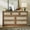 Dark Wood, variant on Rattan 7 Drawers Dresser for Bedroom, Wide Chests of Drawers with Golden Handles, Wood Drawers Storage Organizer, Farmhouse Closet Dresser TV Stand for Living Room Hallway, Dark Wood Color