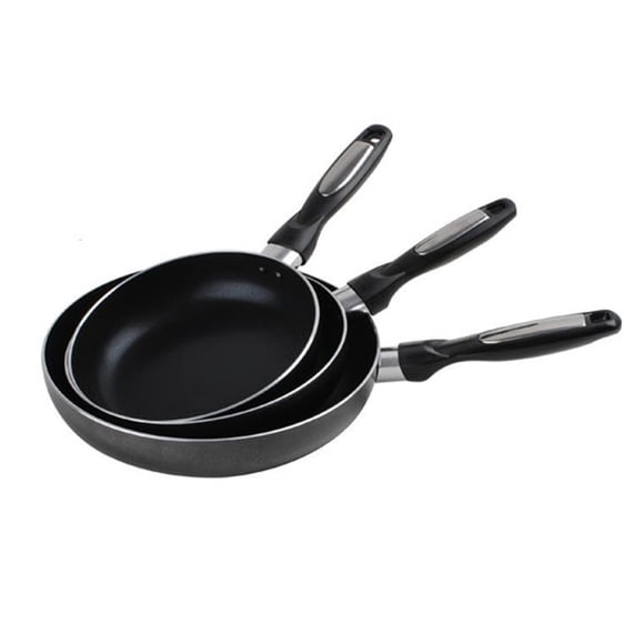 Alpine Cuisine 3 Piece Non Stick 7, 8, and 9.5 Inch Frying Pan Set, Black