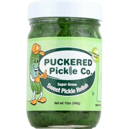 Puckered Pickle Relish Pickle Green Spicy Sweet 12 oz (Pack of 12)
