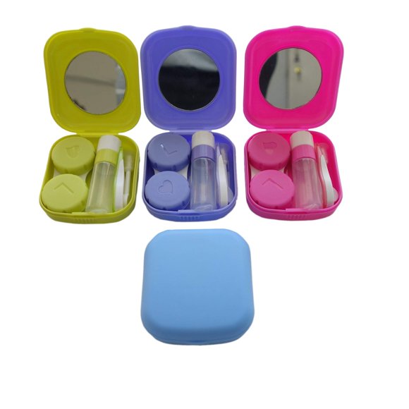 Kit de estuche para lentes de contacto Erewa, 4 unidades, compacto con espejo