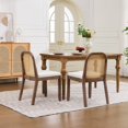 thumbnail image 6 of GAKMCIL Chenille Dining Chair, Mid-Century Modern Arm Chair, 1-Seat Cushioned Sofa with Solid Wood Armrests and Legs, Weight Capacity 300lbs for Dining Room, Kitchen and Bedroom (Brown), 6 of 9