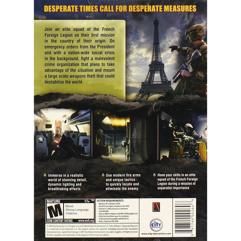 Code of Honor 3: Desperate Measures (輸入版) Code of Honor 3: Desperate Measures (2009) - MobyGames