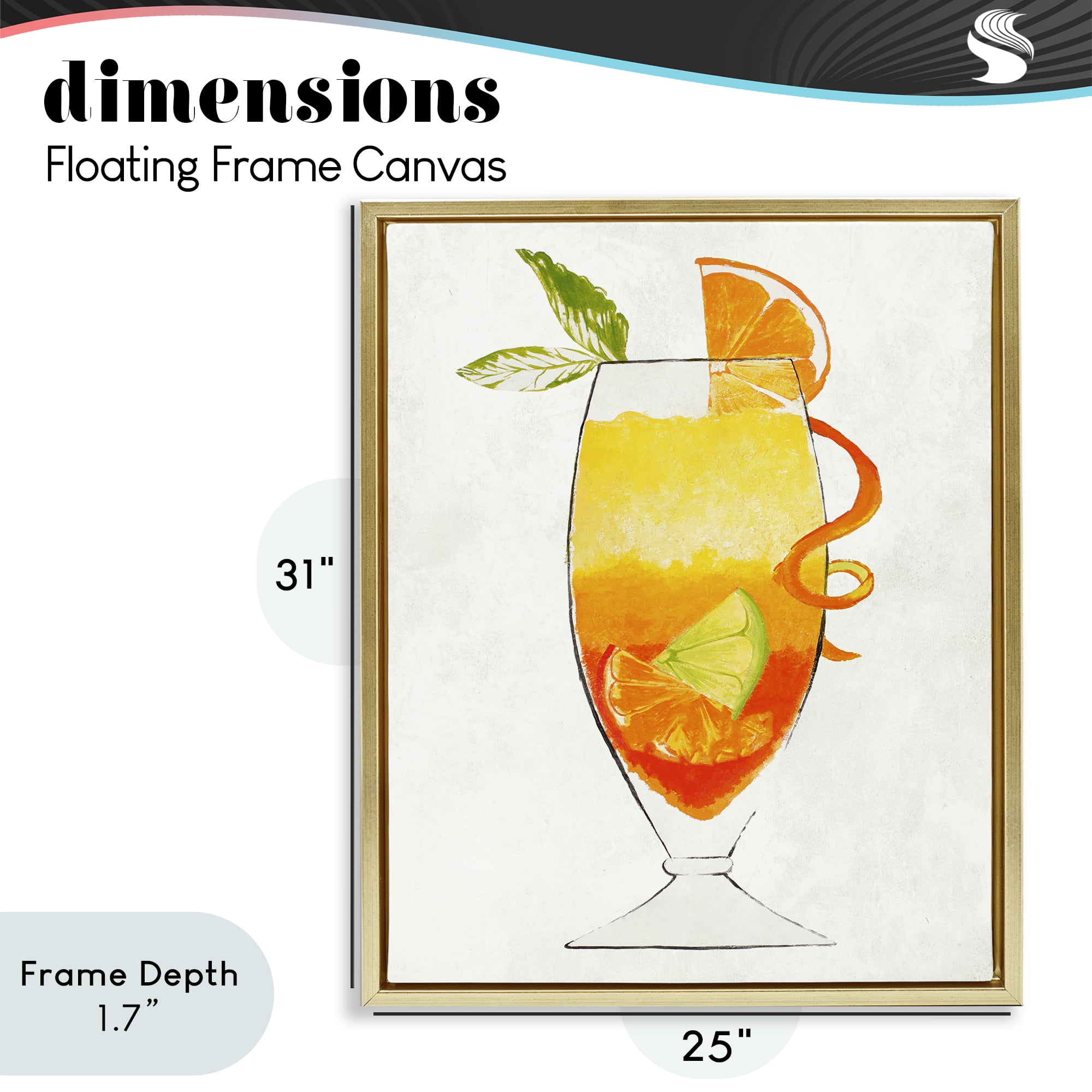 Stupell Industries Summer Cocktail Orange Fruit Gold Framed Floater Canvas Wall Art, design by Lorenzo Collective